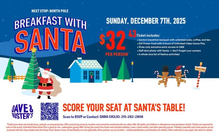 Breakfast with Santa Dave & Busters Philly 2025