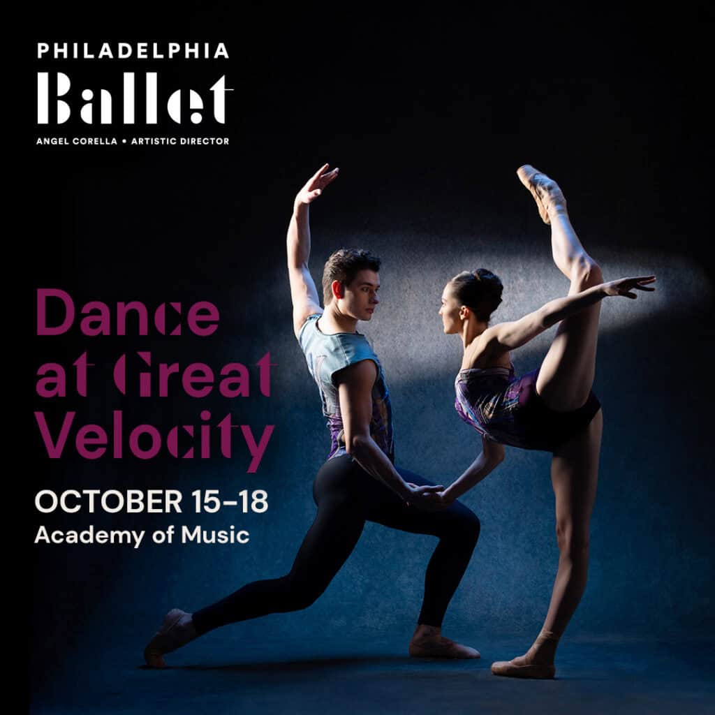Ballet dancers performing a duet on stage during a show.